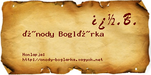 Ónody Boglárka névjegykártya